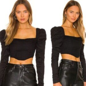 h:ours Mona Long Sleeve Cropped Top